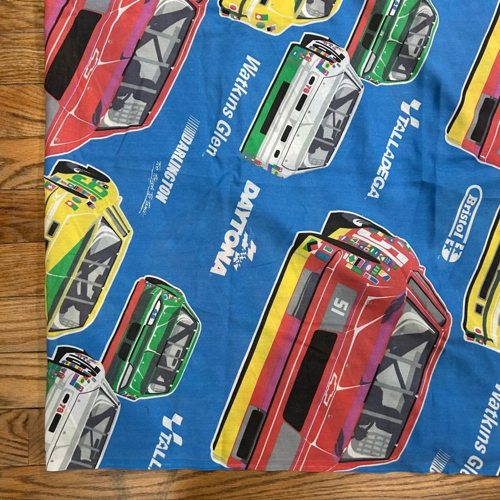 Vintage NASCAR Racing Twin Flat Sheet‎ Blue Daytona Talladega USA 80s 90s